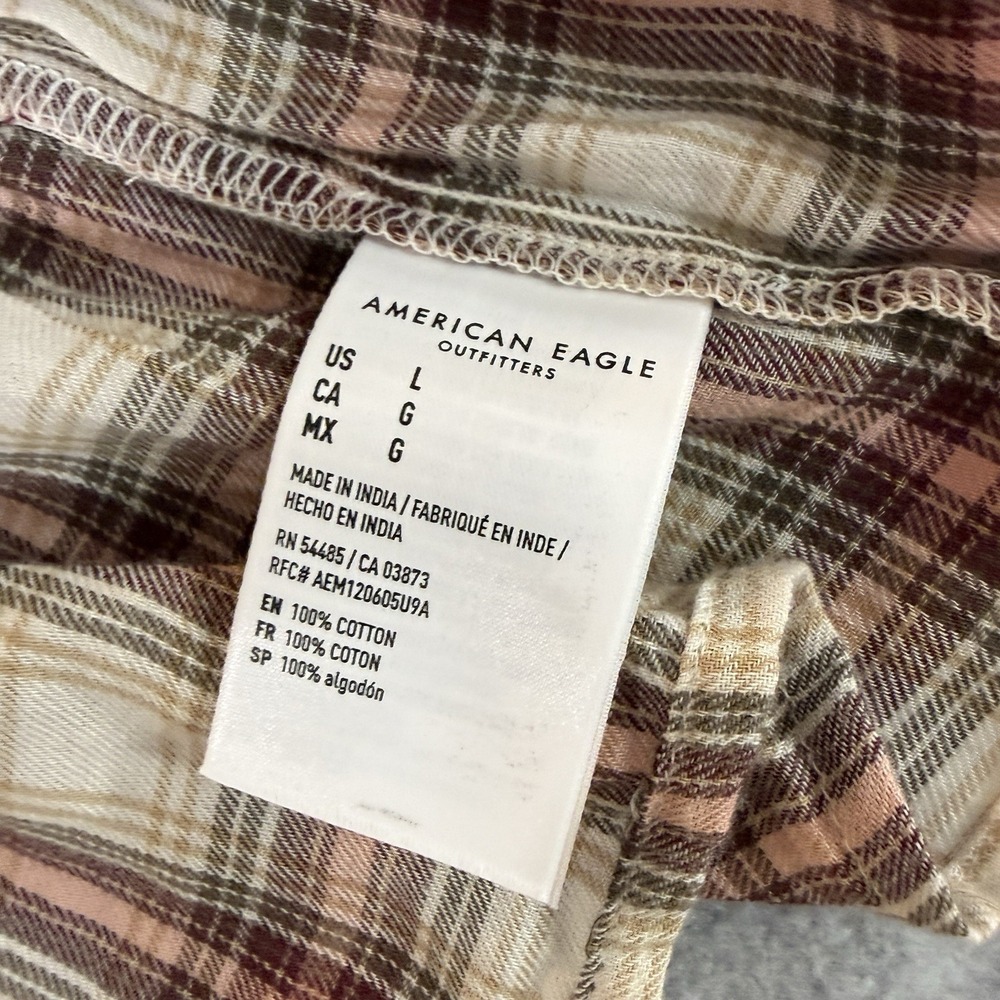 NWT American Eagle Plaid Ruffle Tie Front Peplum Top Large Cottagecore Boho - Picture 4 of 8